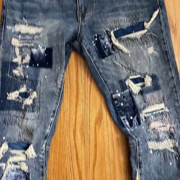 FIRST ROW Heavy Rip & Repair Slim Straight Denim 34/32 A8 - Picture 5 of 12